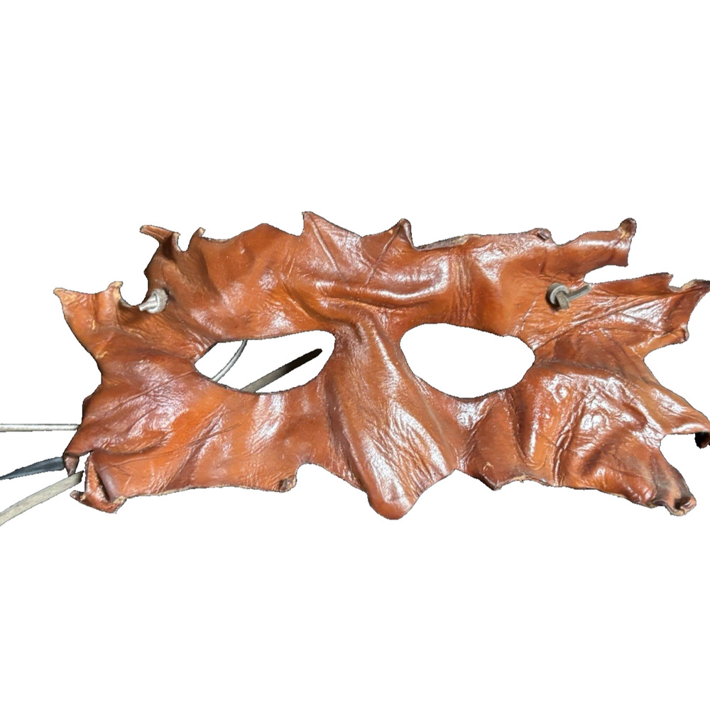 Vintage Handmade Leather Face Mask Cosplay Steampunk Tie-On Artisan Real Leather